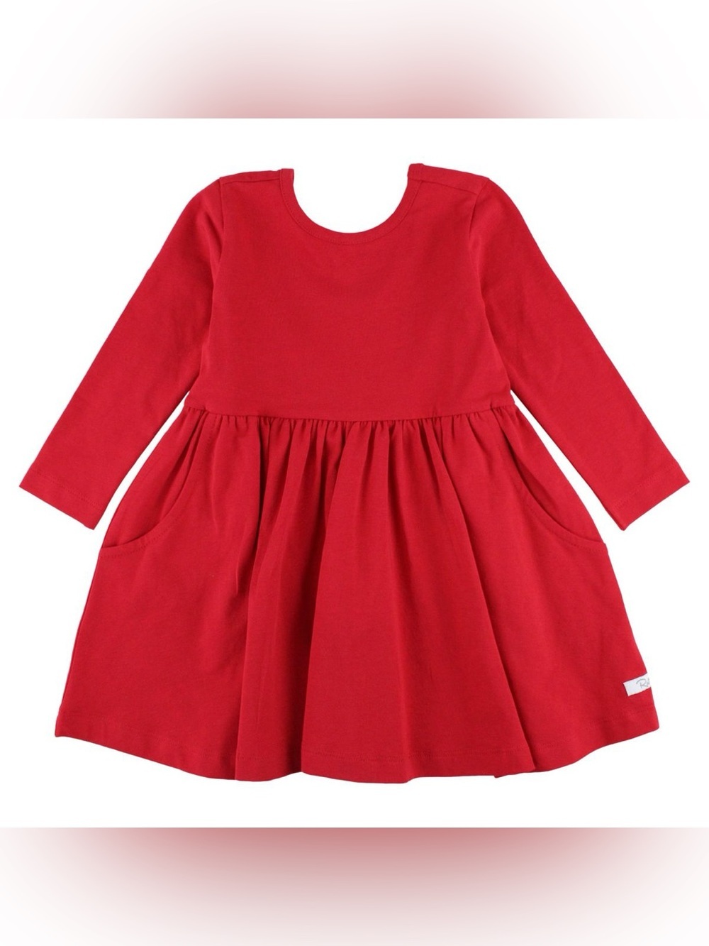RuffleButts Toddler Girls Long Sleeve Twirl Dress - Red, 12-18 Mo